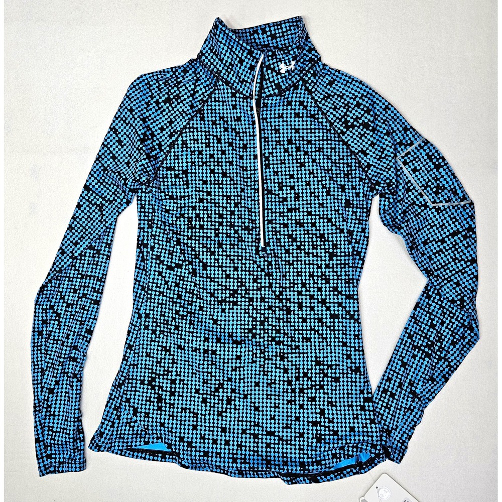 Under Armour AllSeasonGear Womens 1/4 Zip Mock Neck Pullover Blue Black M